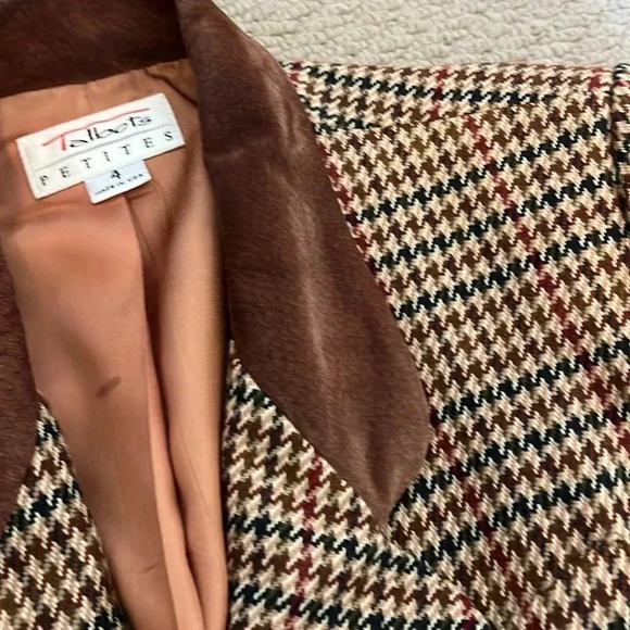 Talbots Houndstooth Blazer Brown size 4P - Picture 4 of 7